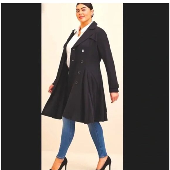 Fit and Flare Double-breasted Military style coat - Picture 2 of 8